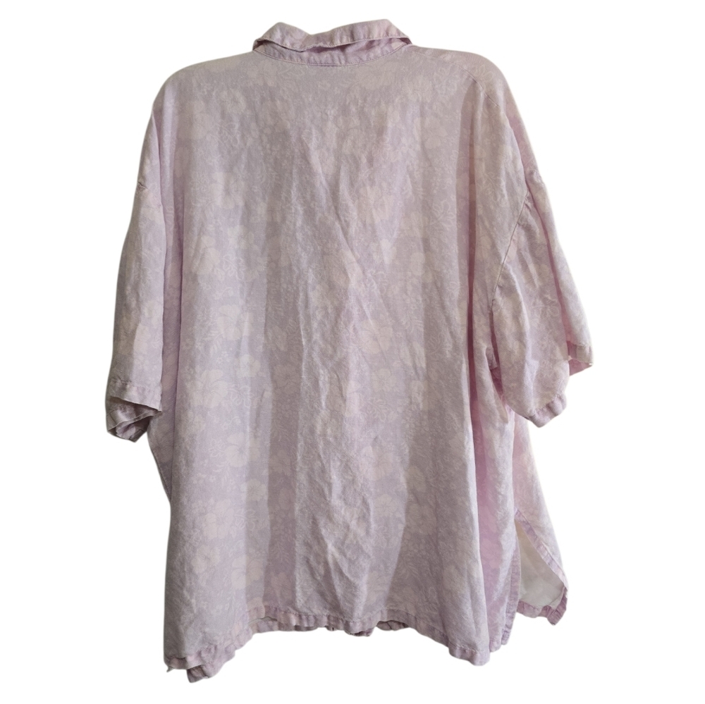 Kulani Kinis Relaxed Linen Button Front Shirt Hibiscus Haze Medium - Picture 4 of 8
